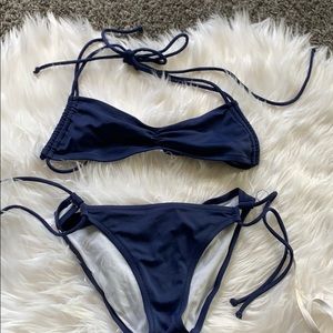 VS navy bikini w double tie bandeau top.